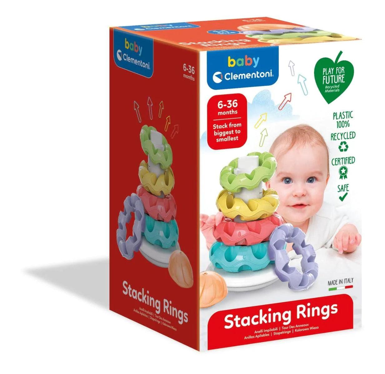 Clementoni Stacking Rings - Colorful Baby Toy for Early Learning & Fine Motor Skills Development - Perfect for Toddlers & Infants Playtime, Daycare, and Birthday Gifts