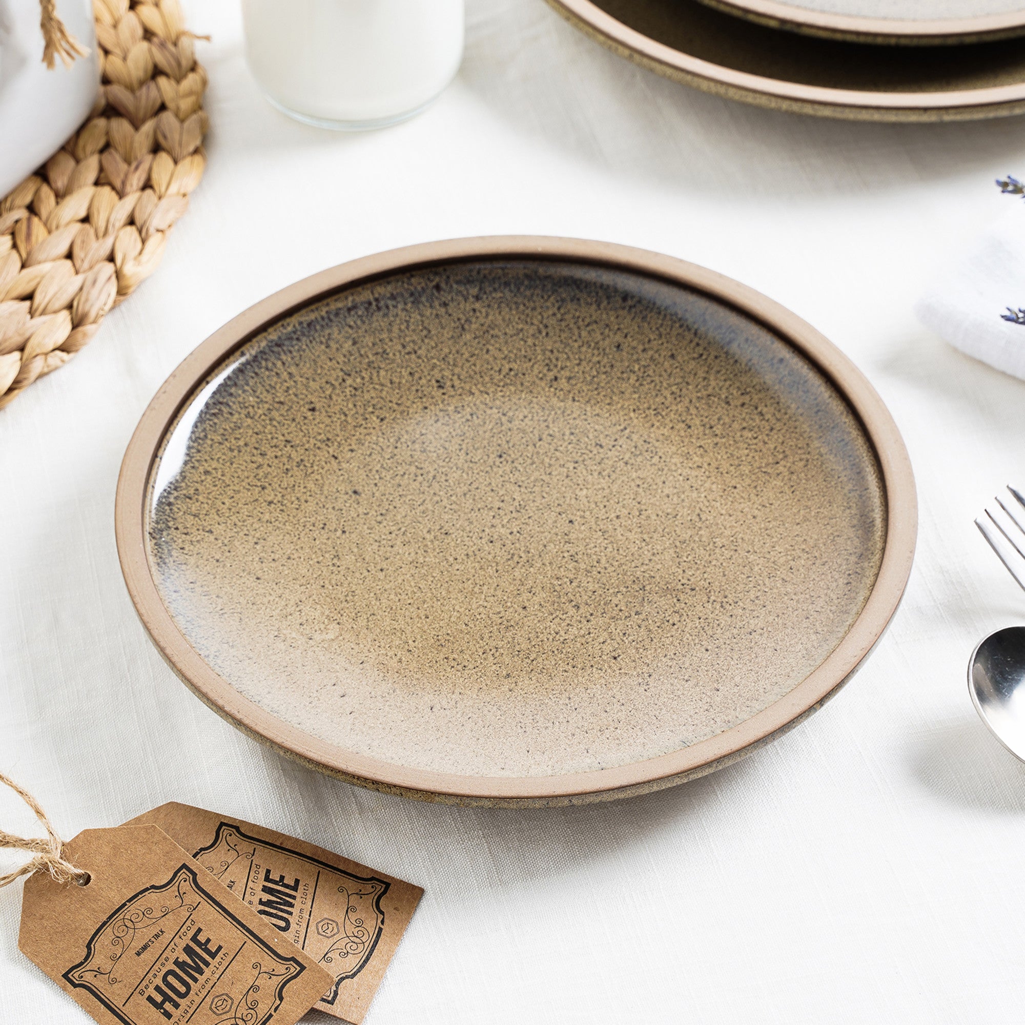 Premium Stoneware Dinner Plate Set - Green & Beige Ceramic Plates for Everyday Dining | Elegant Tableware for Home, Restaurant & Special Occasions