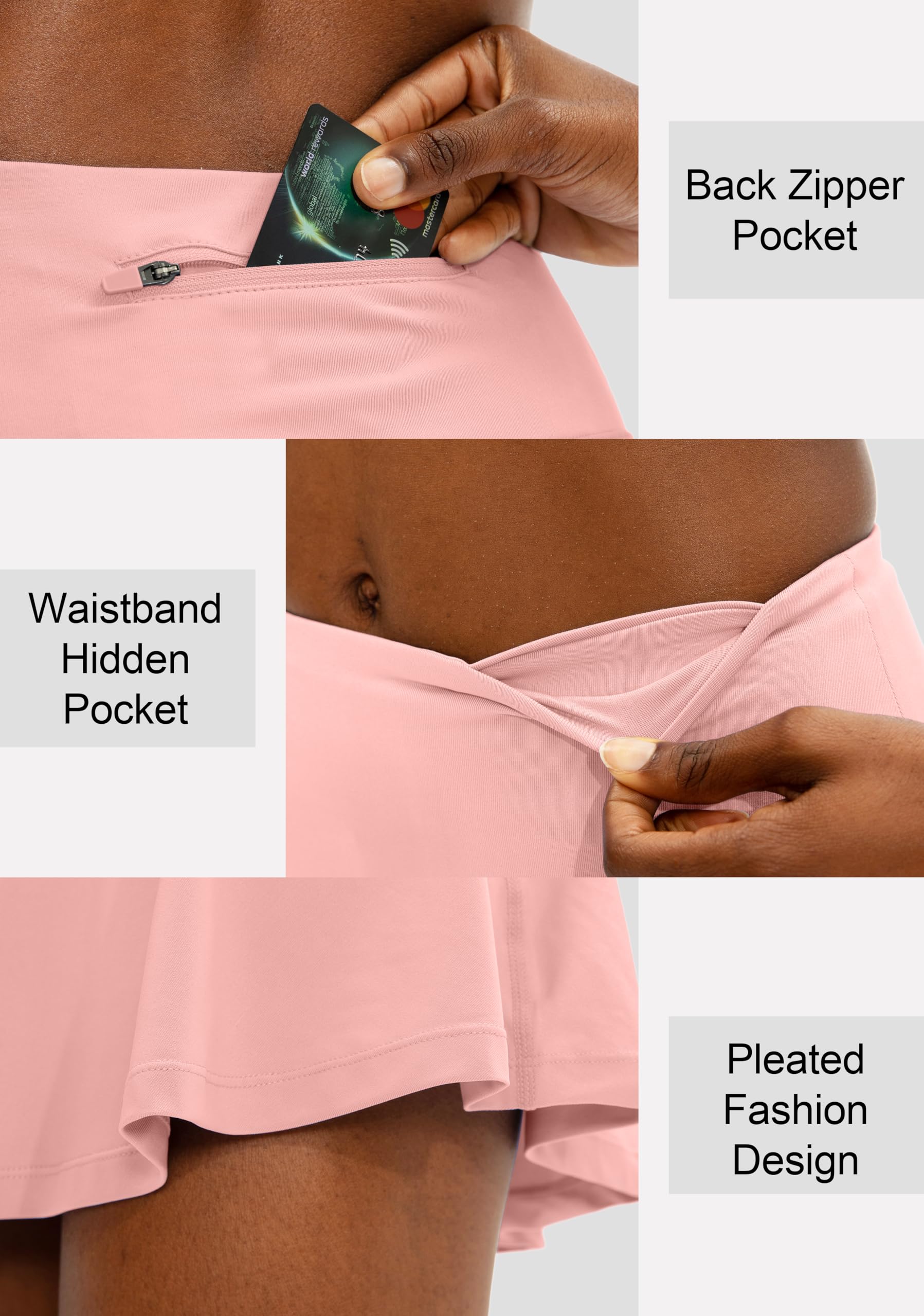 SANTINY Women's High Waisted Pleated Tennis Skirt with 4 Pockets - Athletic Golf Skorts for Running, Casual Wear & Sports Activities | Perfect for Tennis, Golf, Gym & Everyday Fashion