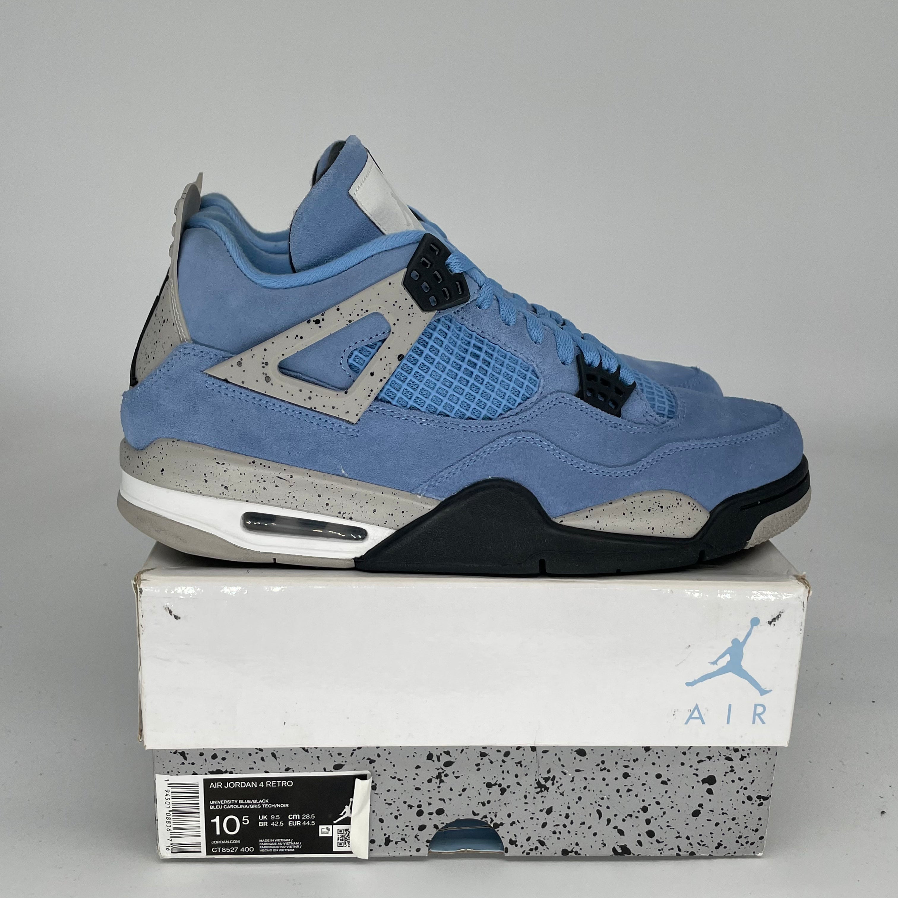 AIR JORDAN 4 UNIVERSITY BLUE Men's Basketball Shoes Size 10.5 - Retro Sneakers for Casual Wear & Street Style (CT8527-400) - Perfect for Sneaker Collectors and Basketball Fans