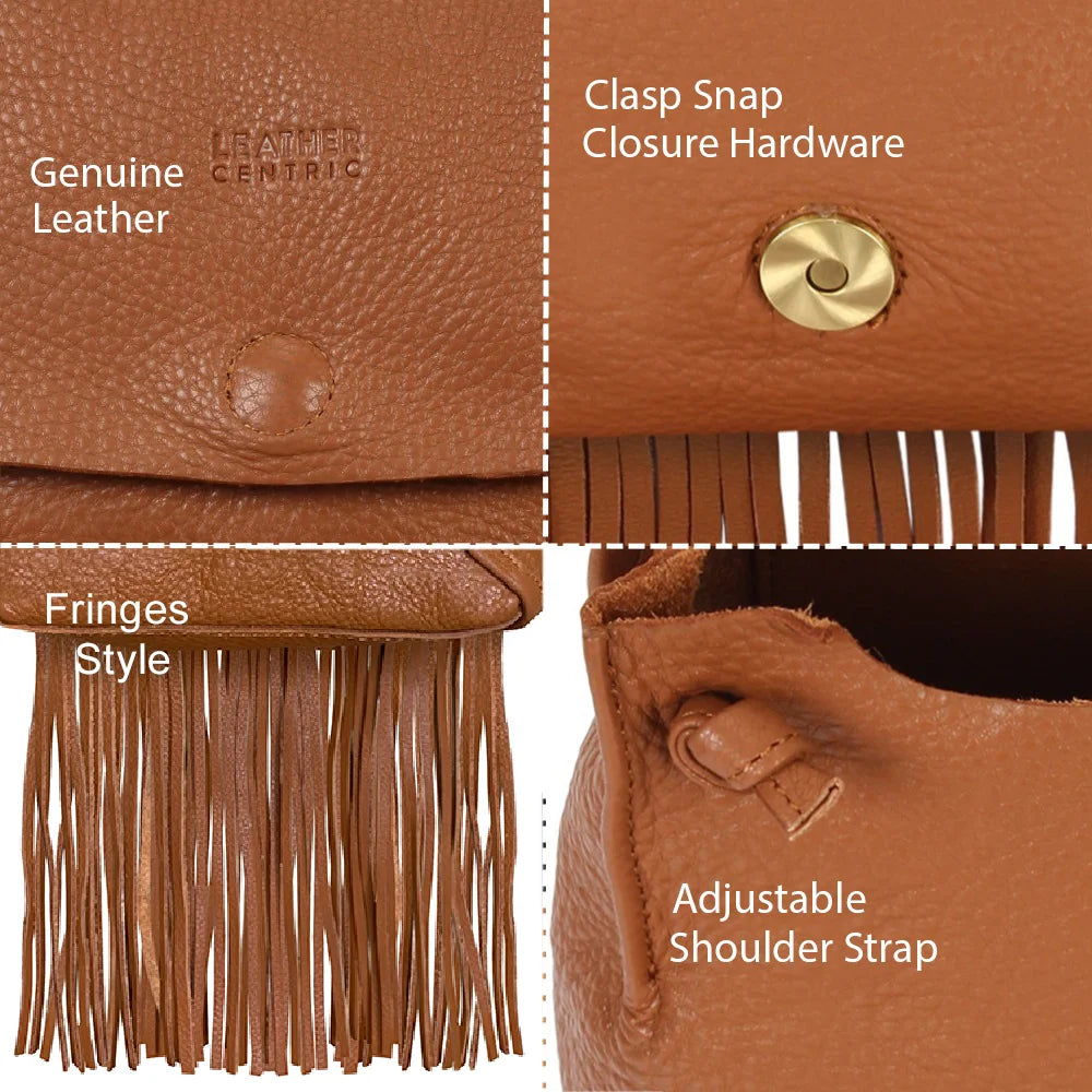 Stylish Leather Fringe Boho Crossbody Bag with Tassel for Women - Small Brown Handbag | Perfect for Casual Outings, Music Festivals & Boho Fashion