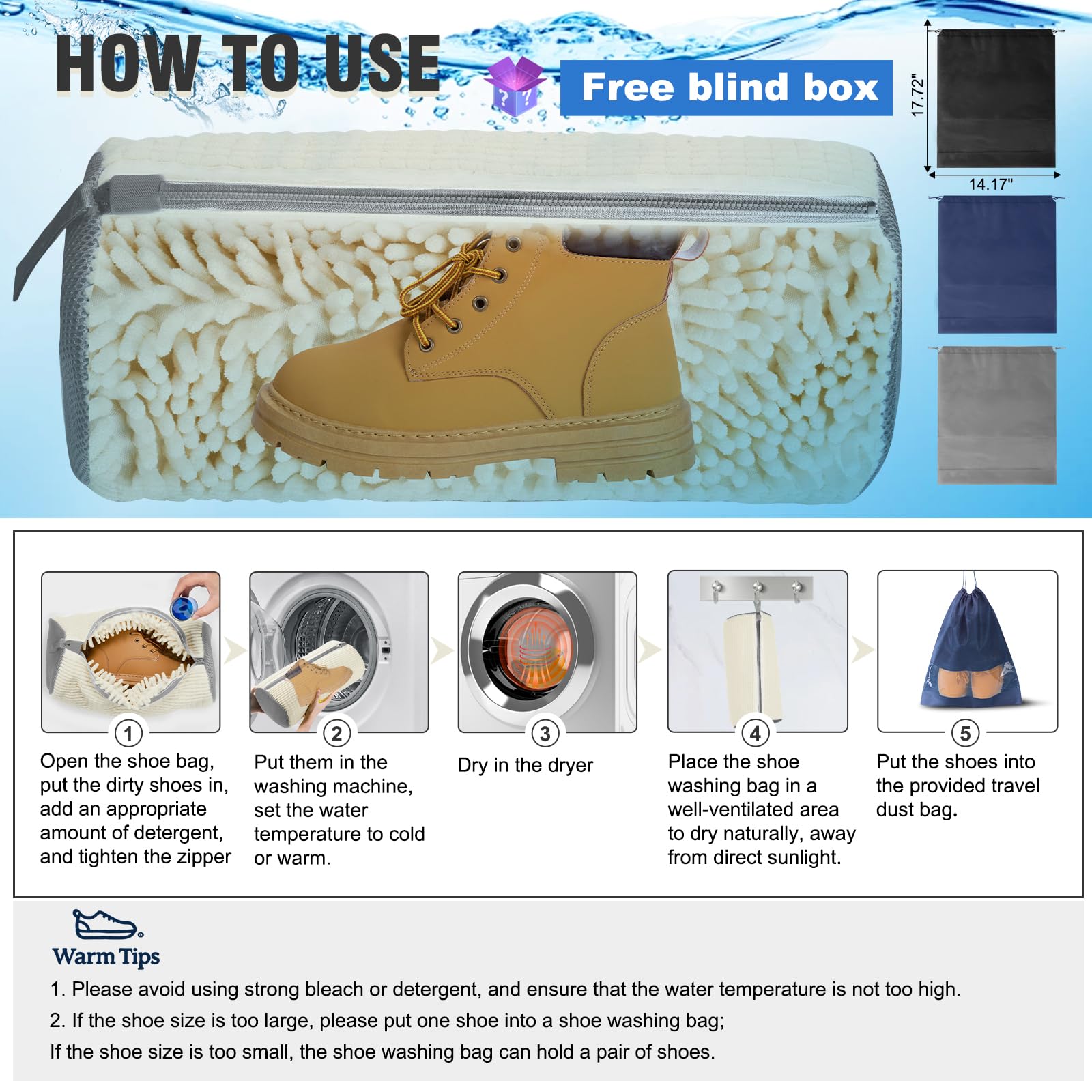 1Pcs Shoe Washing Machine Bag - Reusable Laundry Shoe Bag for Washer & Dryer, Protective Sneaker Cleaning Bag with Free Travel Shoe Pouch | Perfect for Gym Shoes, Running Sneakers & Delicate Footwear Care