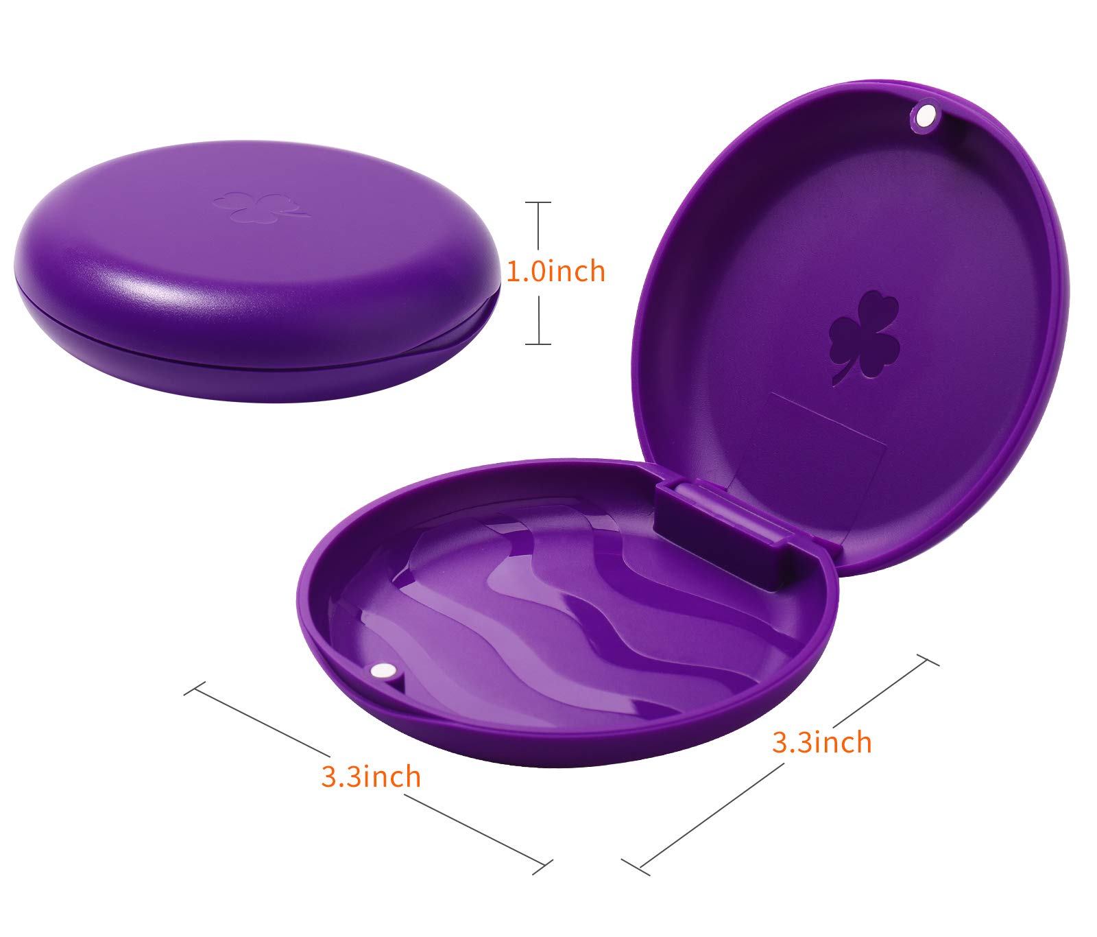 2 Pack Orthodontic Retainer Cases - Durable Solid Plastic Teeth Retainer Storage Box (Purple) | Perfect for Nighttime Use, Travel & Dental Appointments