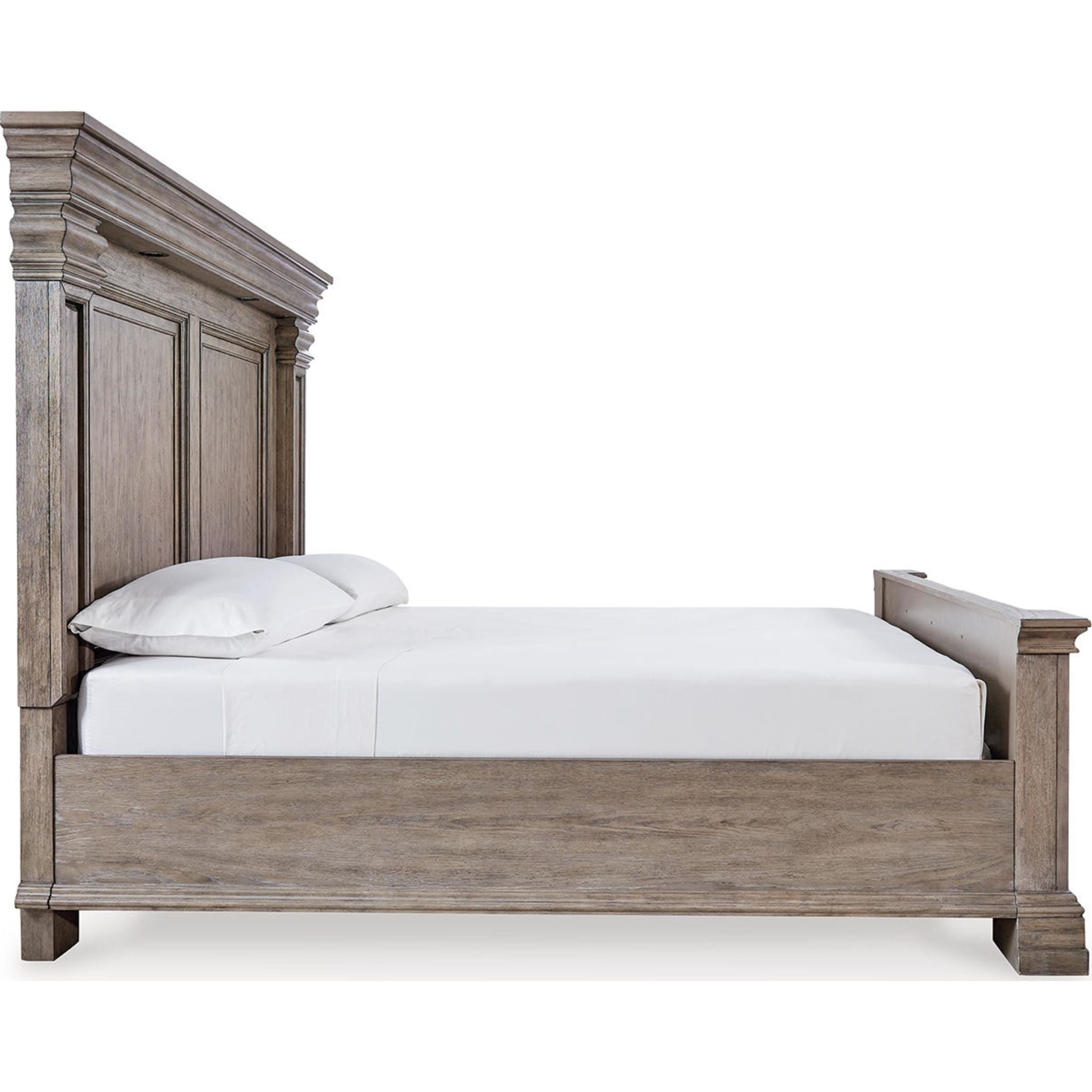 Blairhurst King Size Panel Bed Frame - Light Grayish Brown Finish for Modern Bedroom Decor | Perfect for Master Bedrooms, Guest Rooms & Apartments