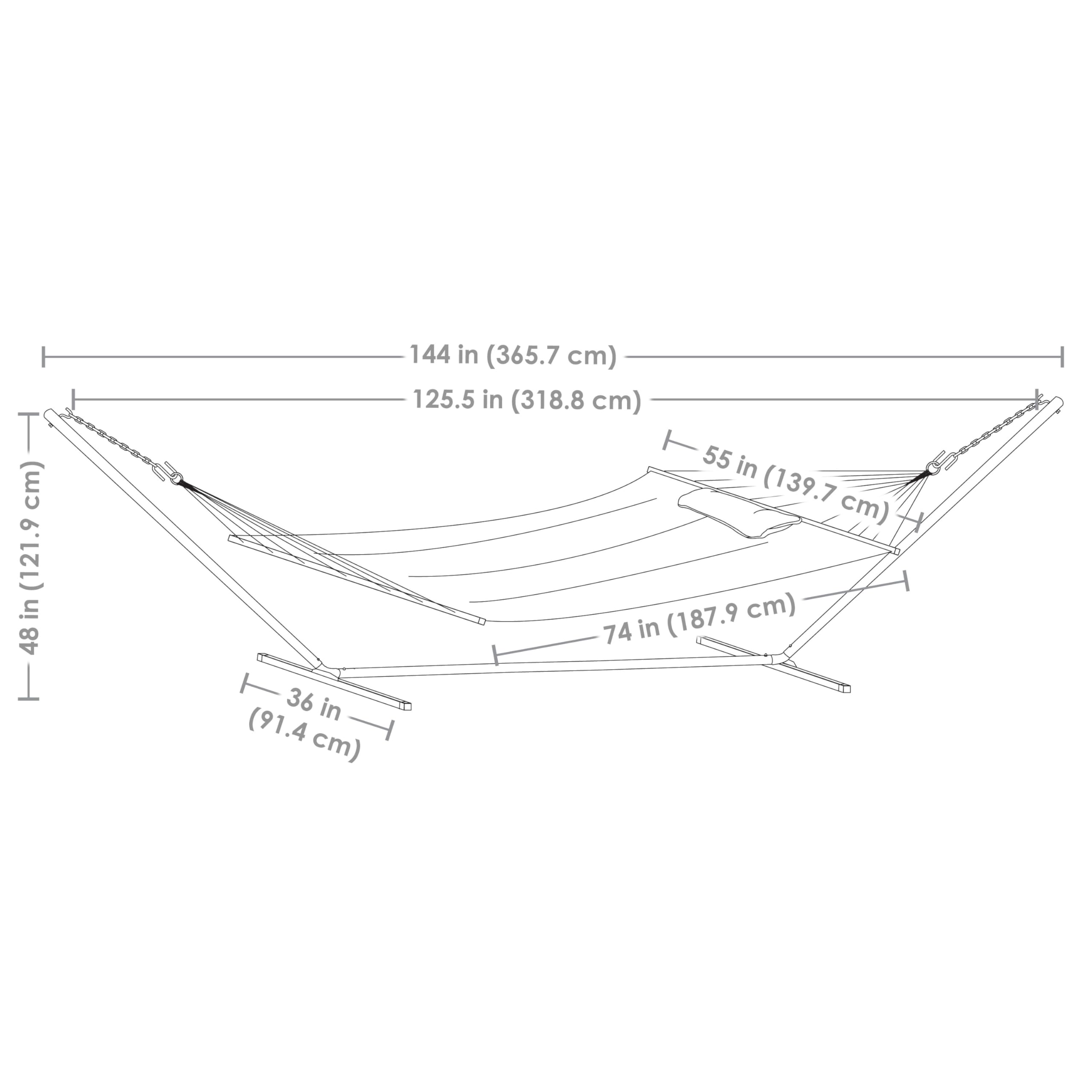 Sunnydaze Quilted Double Hammock with Stand for Outdoor Use - 350 lb Weight Capacity 2-Person Hammock Set - 12 ft Adjustable Steel Stand - Perfect for Backyard, Beach, Camping & Patio Relaxation