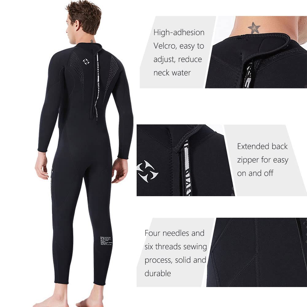 3mm Neoprene Wetsuit for Men - Cold Water Surfing, Diving, Swimming & Jet Skiing - Perfect for Winter Water Sports & Outdoor Activities