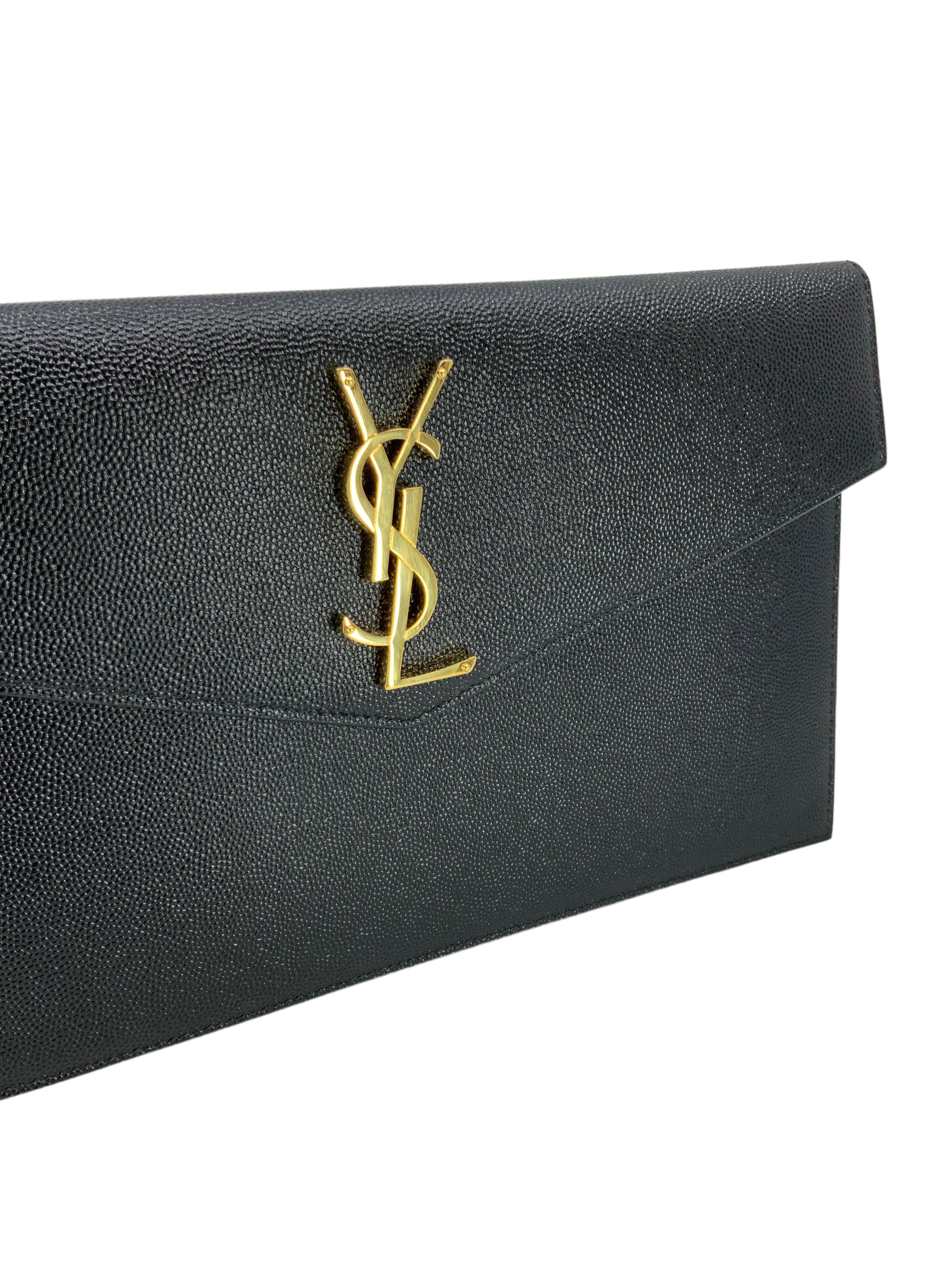 SAINT LAURENT UPTOWN POUCH CLUTCH BAG - Luxury Leather Wristlet for Women | Perfect for Evening Parties, Weddings & Special Occasions