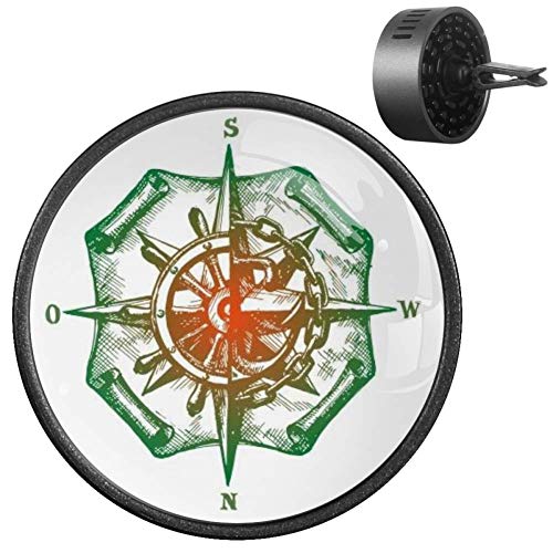 2Pcs Vintage Compass Car Diffuser - Aromatherapy Essential Oil Diffuser & Decorative Car Ornament for Relaxation & Stress Relief - Perfect for Road Trips & Daily Commute