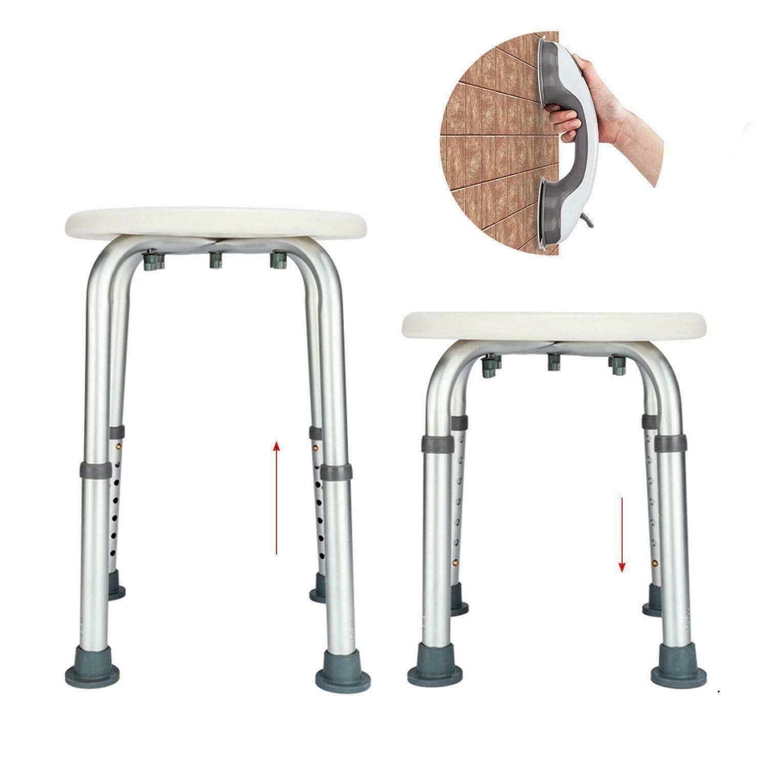 Adjustable Medical Shower Stool with Handle - Non-Slip Bath Seat for Elderly & Disabled - Perfect for Bathroom Safety and Relaxing Shower Experience