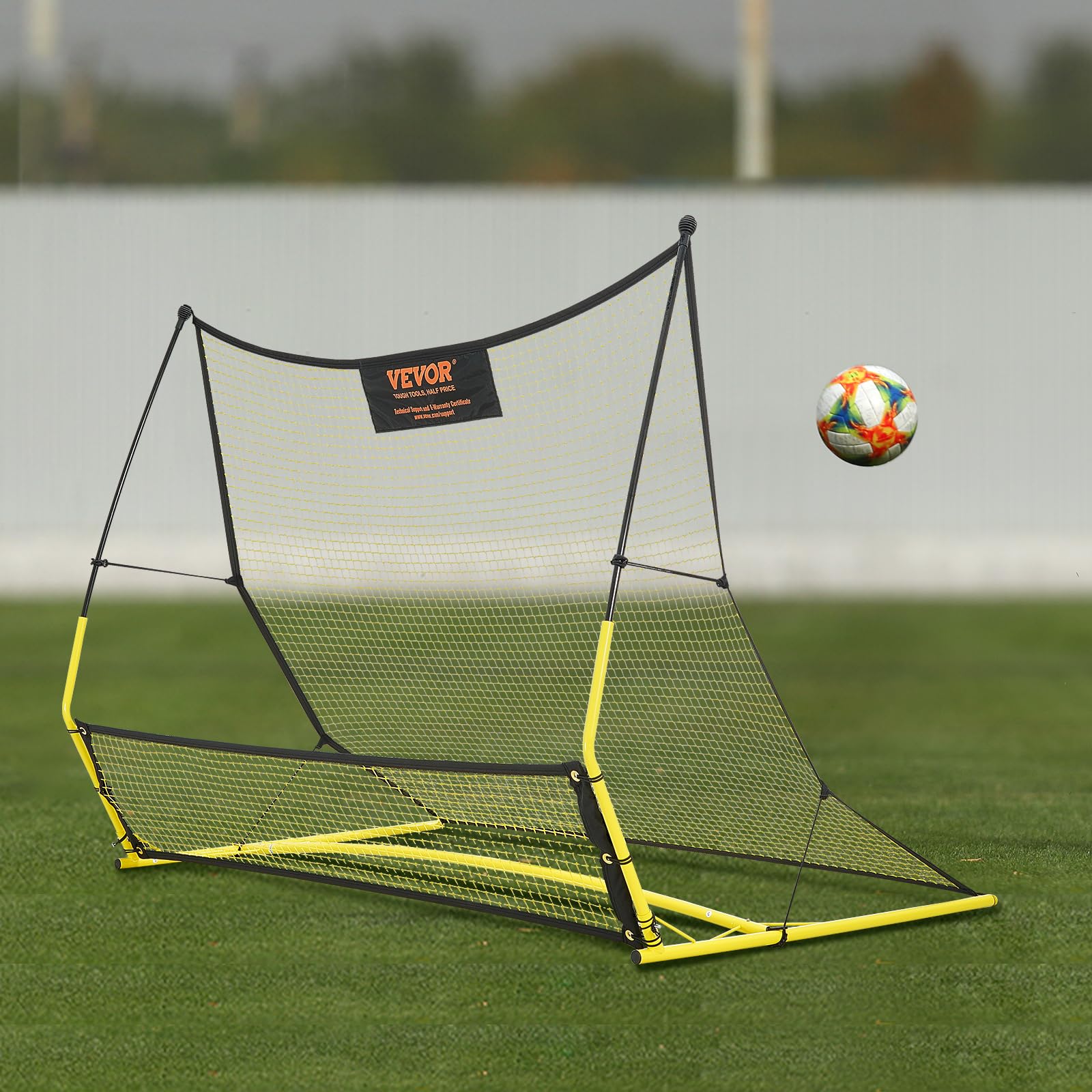 VEVOR Portable Soccer Rebounder Net - Iron Soccer Training Equipment with Carry Bag for Solo Practice, Passing & Volley Drills | Perfect for Backyard, Team Training & Football Skill Development