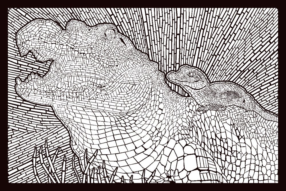 Alligator Coloring Book - 12x18 Gallery Quality Metal Art Print, Aluminum Wall Decor for Home, Office & Gifts | Wildlife & Nature Themed Artwork