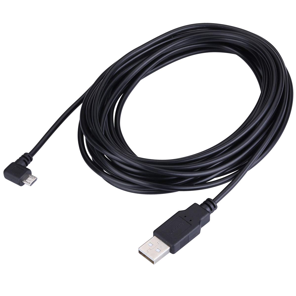 15FT Extra Long USB 2.0 A to Micro B Cable - 90 Degree Right Angle Charging Cord with 5pc Wire Clips - Compatible with Dash Cams, GPS Devices, DVRs, Digital Cameras & Security Cameras - Perfect for Car, Home & Office Use