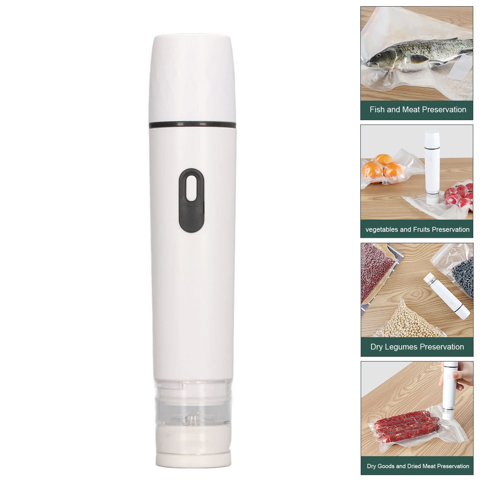**Cordless Electric Air Pump Vacuum Sealer - Handheld Automatic Food Vacuum Sealing Machine for Fresh Food Storage | Compact & Portable for Kitchen, Travel & Camping (White)**