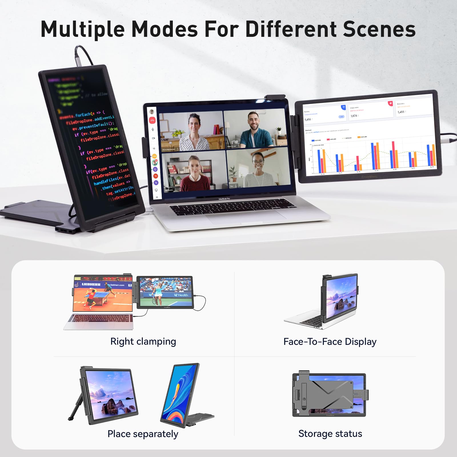 ELECROW 14-inch Portable Monitor - Full HD 1920x1080 IPS Screen, USB-C HDMI Laptop Second Display for Travel, Business & Gaming - Compatible with MacBook, Windows & Chromebook (13