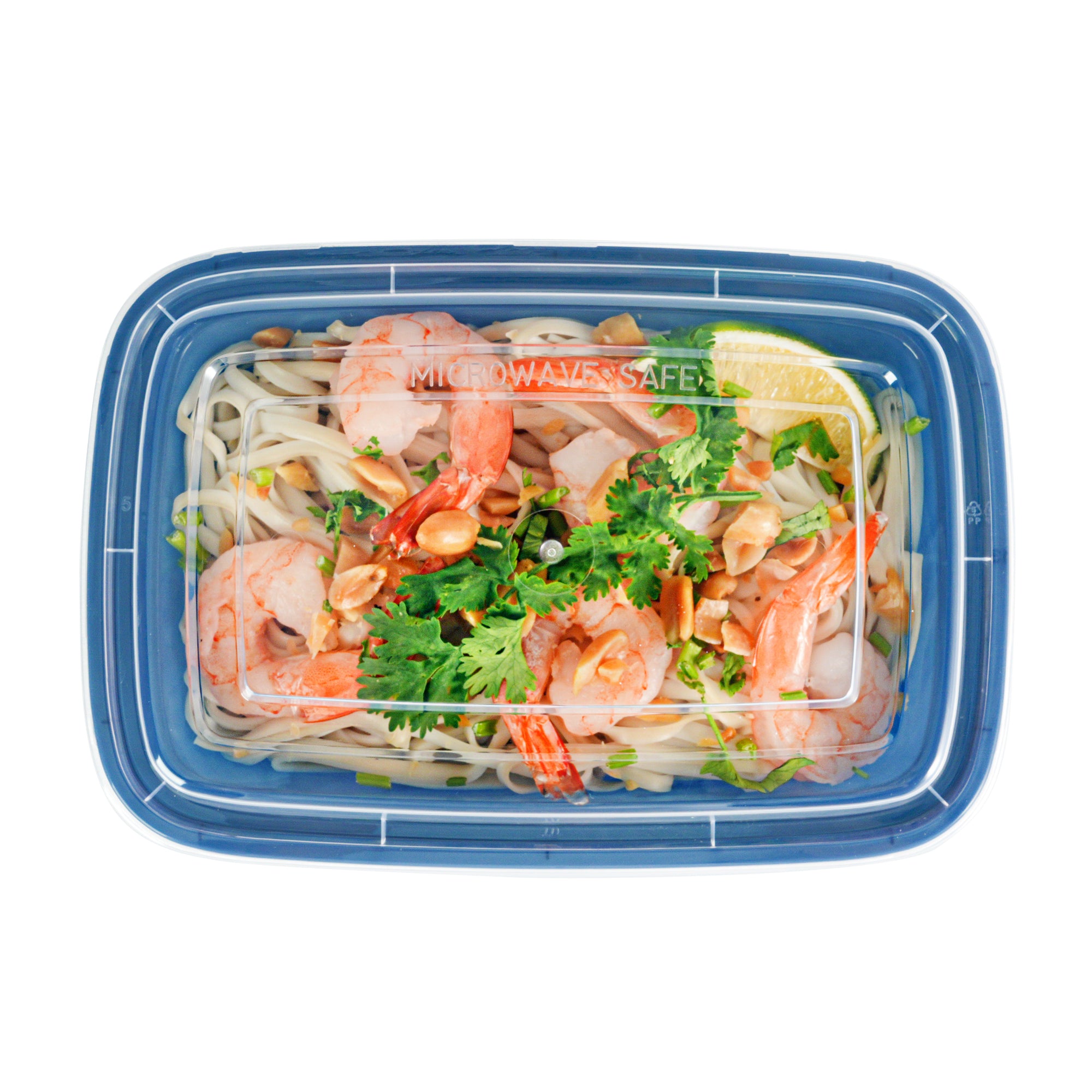 24 oz Rectangle Midnight Blue Plastic Food Storage Container with Clear Lid - Microwave Safe, 8
