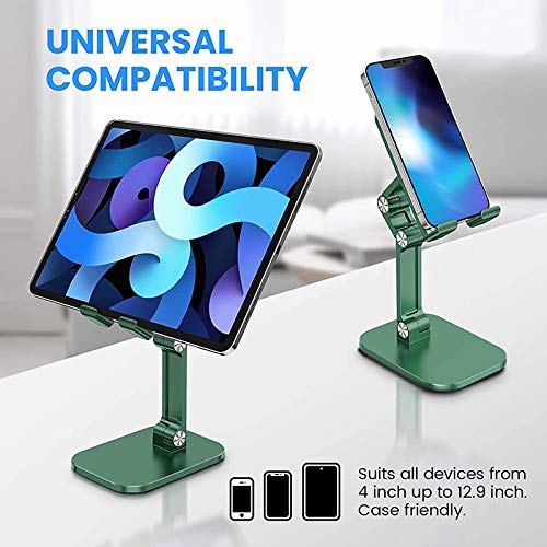 Foldable Desk Phone Stand - Adjustable Universal Mobile Phone Holder for iPhone, Samsung, Android - Black & White - Perfect for Office, Home, Video Calls & Hands-Free Viewing