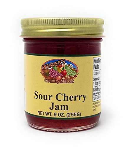 Premium Sour Cherry Jam by Weaver's Country Market - 2 Pack (9 oz Jars) | All-Natural Fruit Spread for Toast, Yogurt & Baking | Gluten-Free & Non-GMO Artisan Preserves
