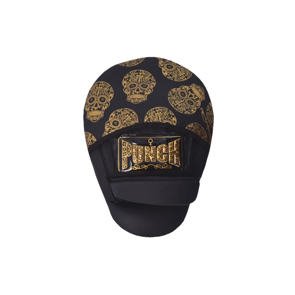 FOCUS PADS Urban Gold Skull Art Black - Premium Skateboard Grip Tape for Street Skating & Urban Style