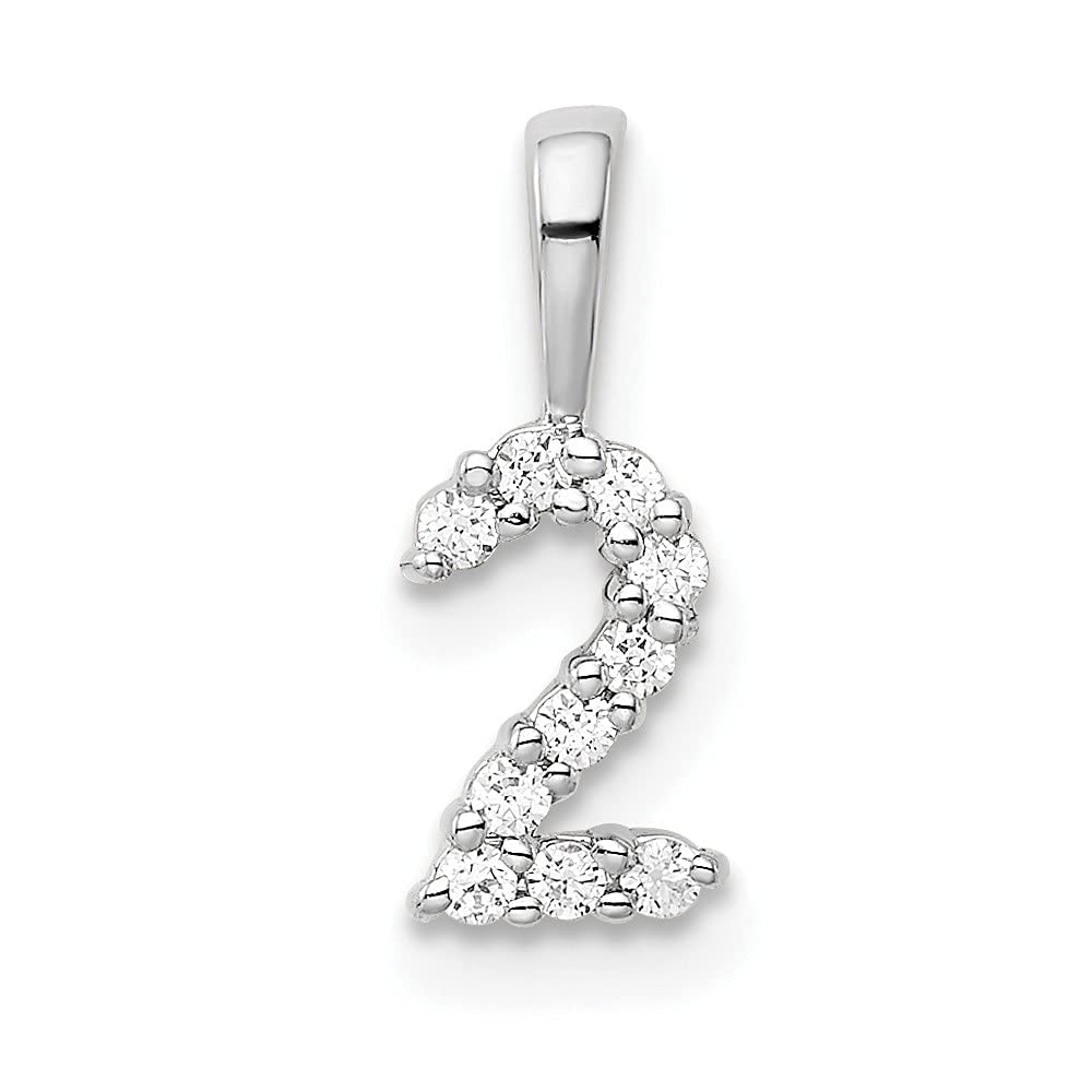 14K White Gold Diamond Number 2 Pendant Necklace - Elegant Sports Jewelry Gift for Women, Perfect for Basketball Games & Birthday Celebrations