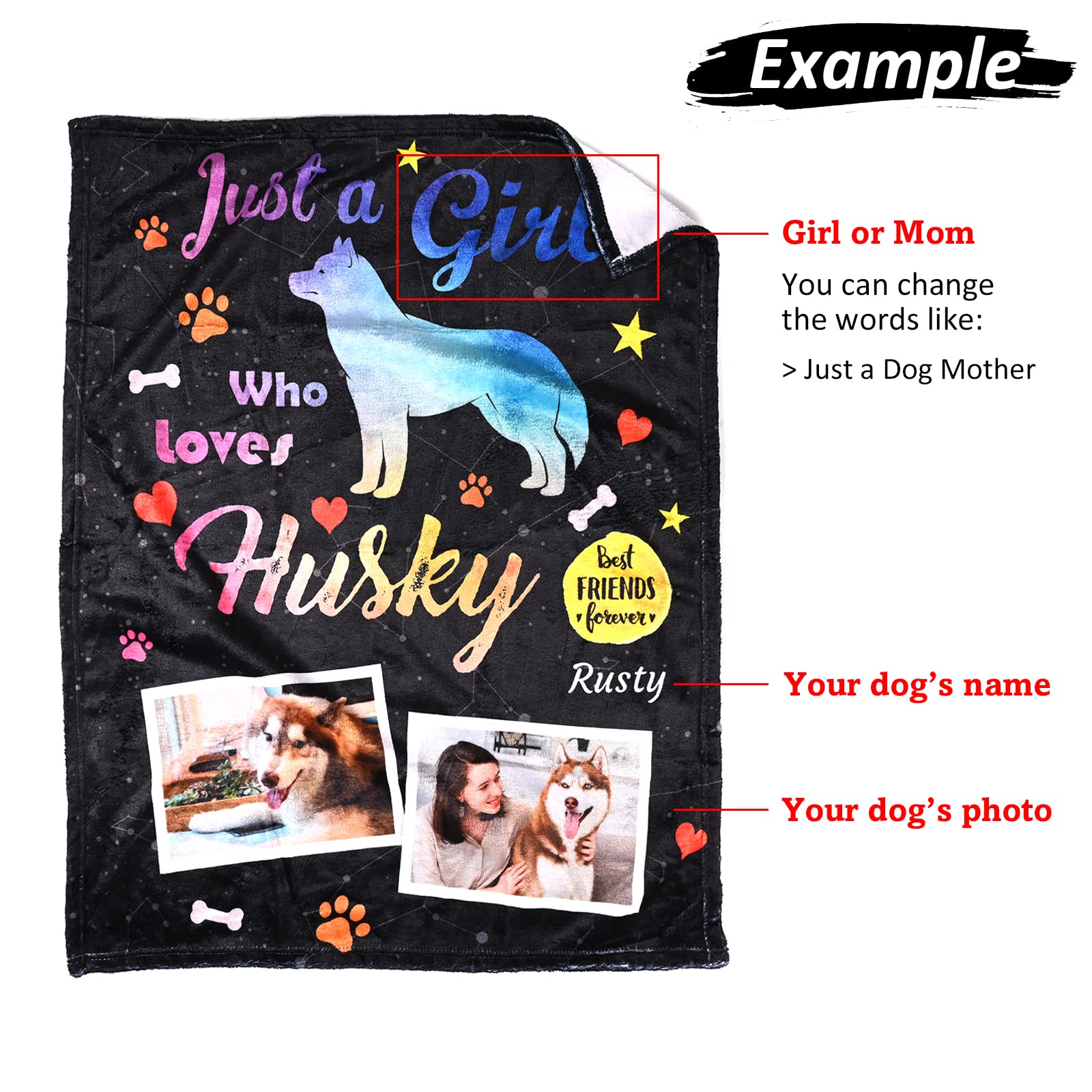 Personalized Airedale Terrier Photo Name Blanket - Custom Dog Memorial Gift for Women & Airedale Lovers - Cozy Throw for Pet Remembrance, Home Decor & Comfort