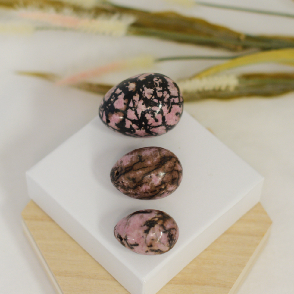 Natural Rhodonite Yoni Egg for Women - Healing Crystal Egg for Feminine Wellness, Meditation & Energy Balancing | Perfect for Yoga, Self-Care & Spiritual Practice