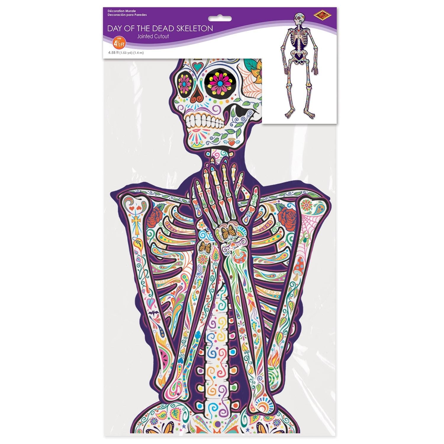 12 Pack Beistle Jointed Day of the Dead Skeleton Decorations - Colorful Mexican Sugar Skull Party Supplies for Halloween, Dia de los Muertos Celebrations & Home Decor
