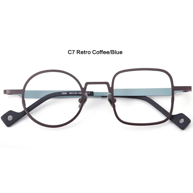 Aror Unisex Full Rim Irregular Round Square Titanium Eyeglasses Frame 47039 - Lightweight Durable Glasses for Work, Reading & Fashion Accessories