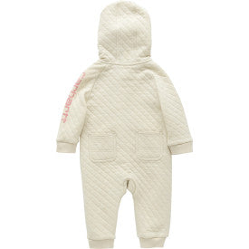 Infant Long Sleeve Quilted Jersey Zip Front Hooded Coverall - Soft Baby Winter Jumpsuit - Warm Turtledove Romper for Newborns & Toddlers - Perfect for Outdoor Play & Winter Strolls