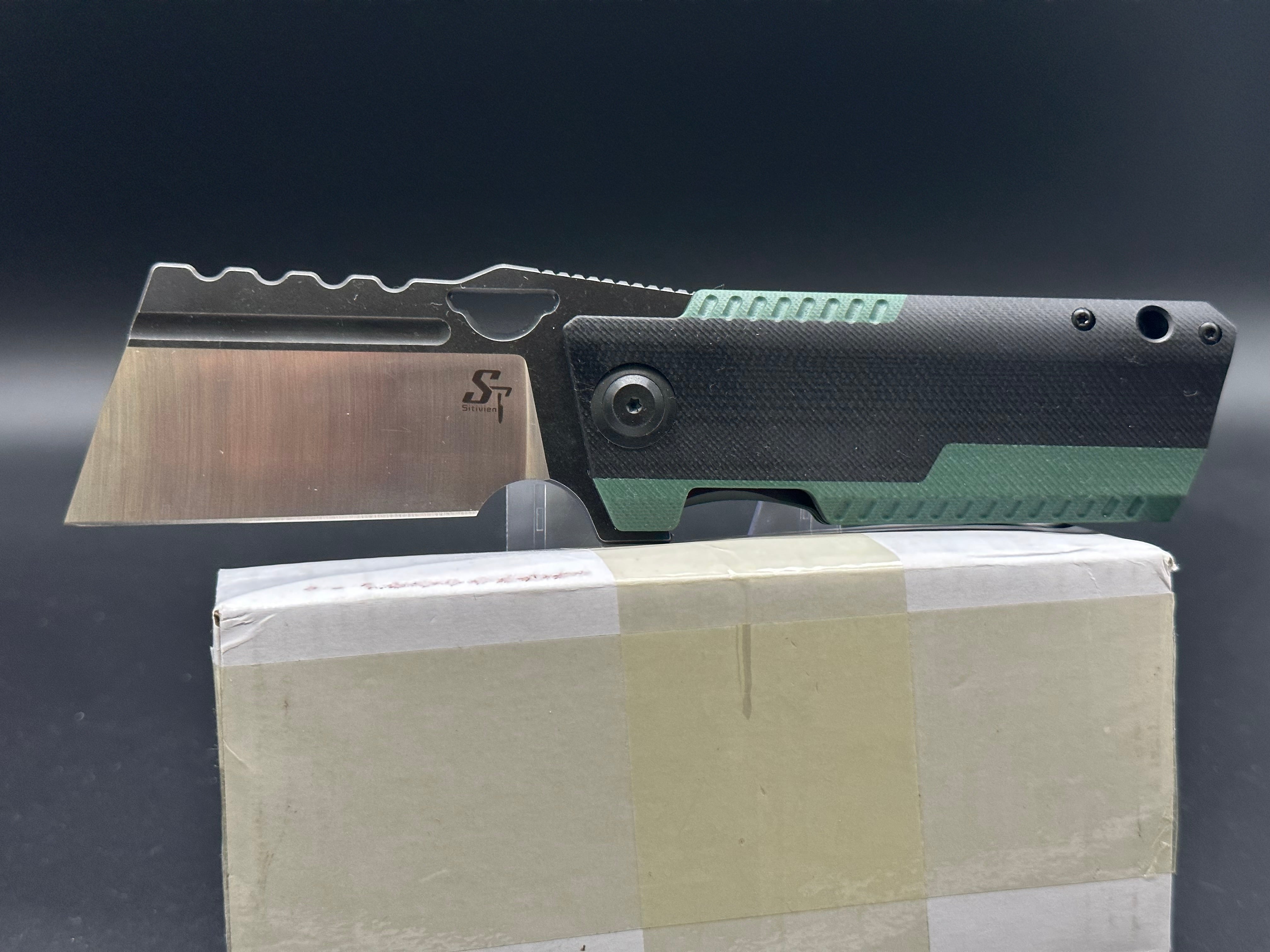 Sitivien ST155 Folding Knife - 14C28N Stainless Steel Blade, Green G10 Handle - EDC Pocket Knife for Camping, Hiking & Outdoor Activities