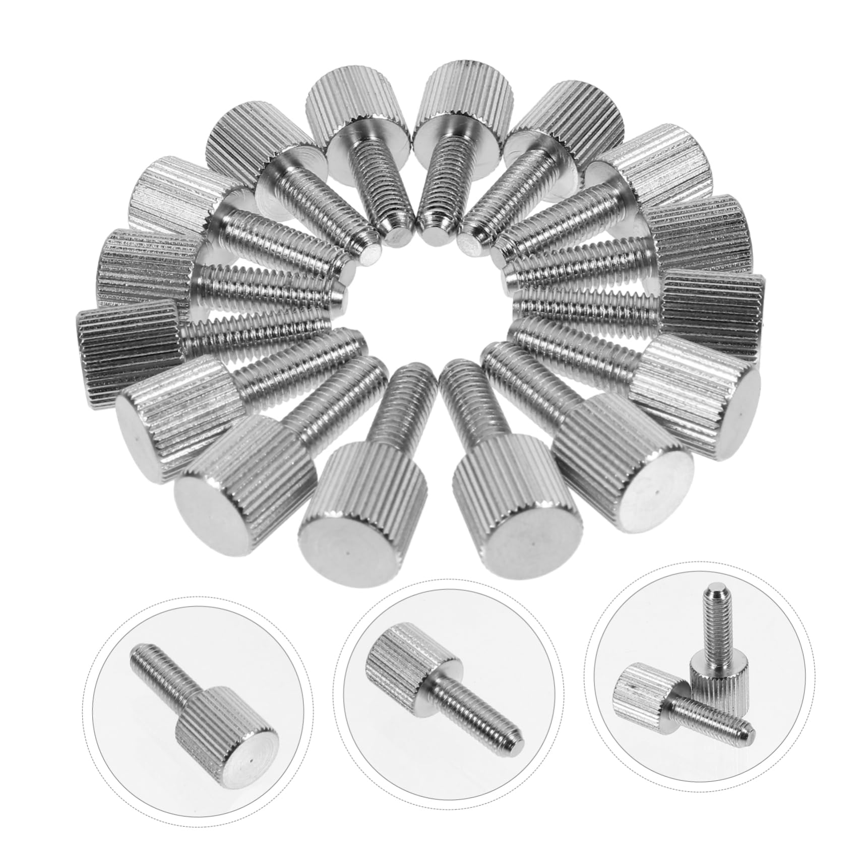 Jojofuny 2 Sets 20Pcs M5 Knurled Thumbscrews - Round Nickel-Plated Iron Single Head Machine Screws for Computer Case, PC Build, Electronics & DIY Projects - Secure & Easy-to-Use Fasteners for PC Modding & Hardware Assembly