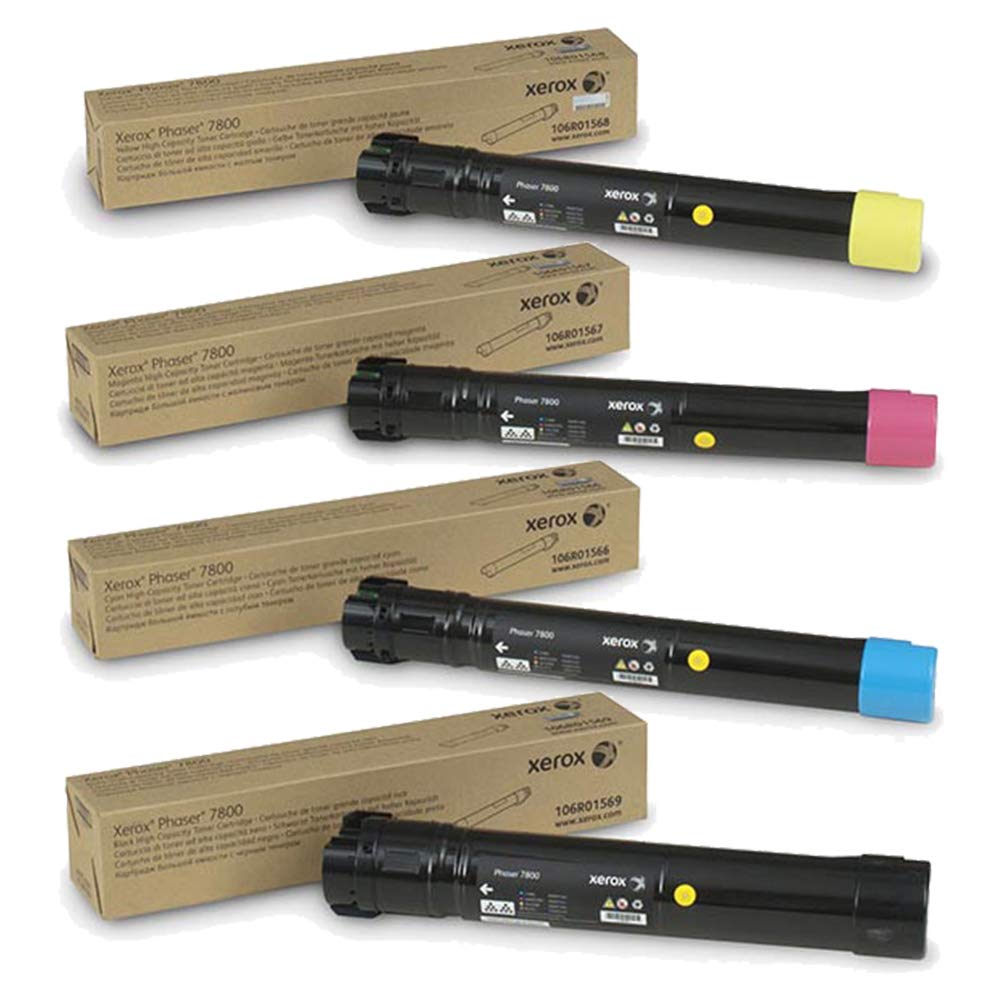 Xerox Phaser 7800 High Yield Toner Cartridge Set (R01569, R01566, R01567, R01568) - Compatible Replacement for Office & Commercial Printing