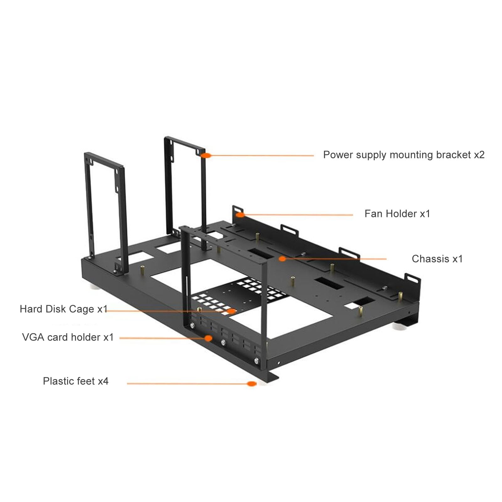 DIY Computer Motherboard Case Rack with Handle - Open Chassis PC Case for Enhanced Heat Dissipation - Perfect for PC Builders, Repair Shops & Tech Enthusiasts