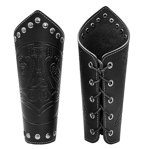 Raven Thor Hammer Celtic Knot Bracers-black