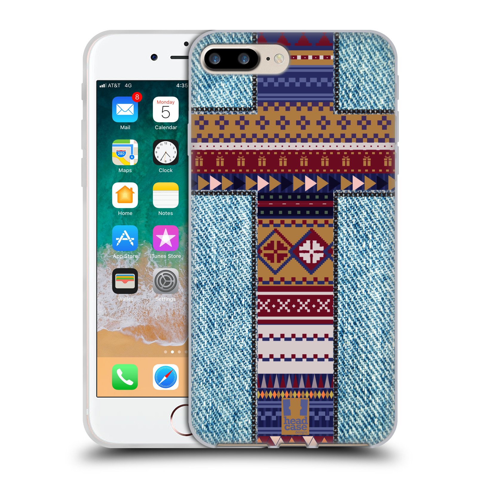 Aztec Jeans Cross Cross Collection Soft Gel Phone Case for Apple iPhone 7 Plus/8 Plus - Stylish Protective Cover for Everyday Use & Travel