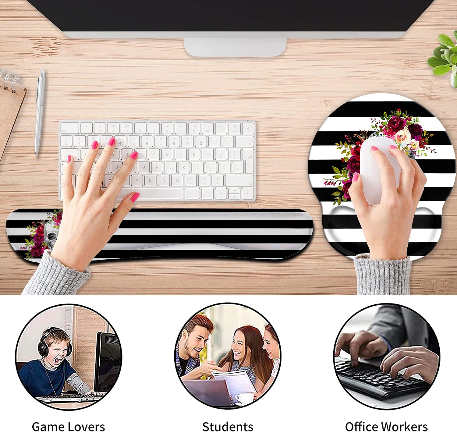 Ergonomic Mouse Pad & Wrist Rest Set for Office & Gaming - Pain Relief