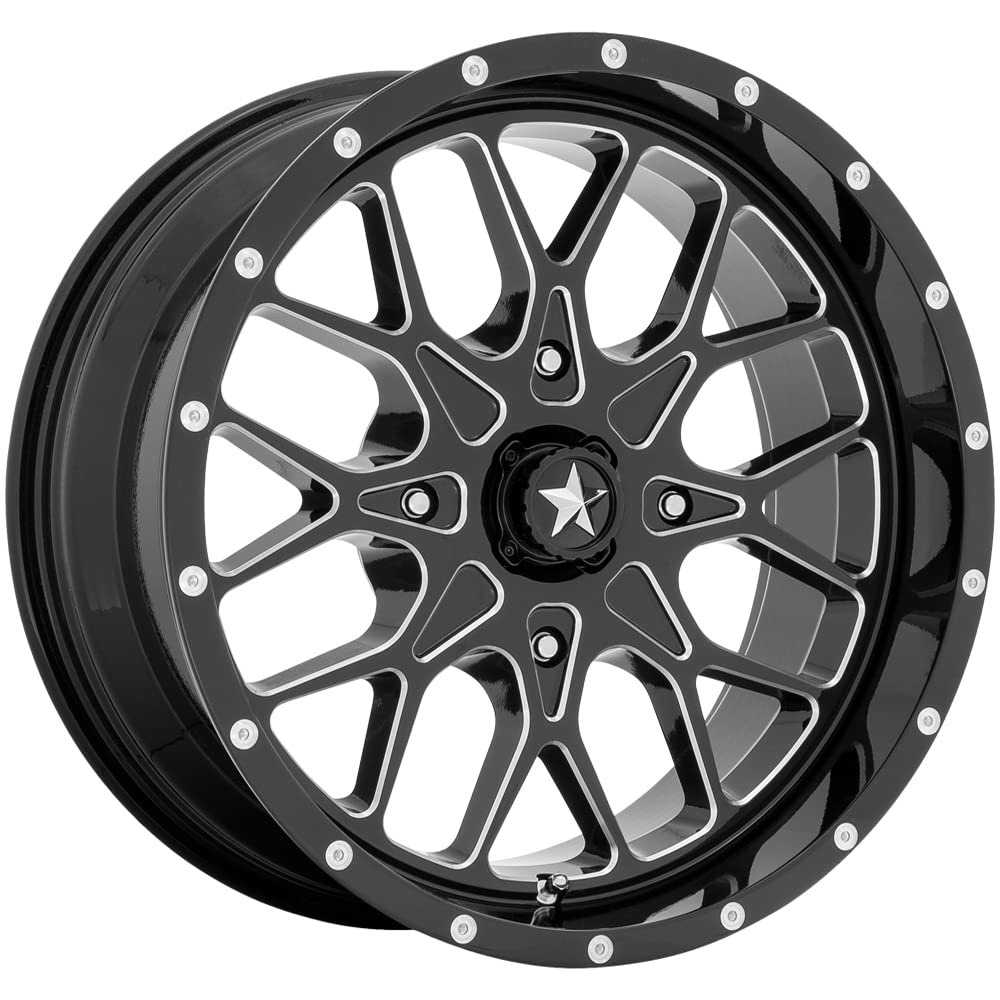 MA45 14x7 4x156 Black Machined 10mm Offset Alloy Wheels - M45-04756 | Perfect for Jeep Wrangler & Off-Road Vehicles