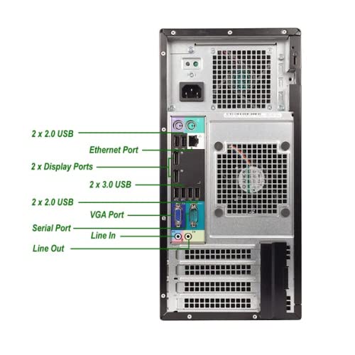 Refurbished Dell Optiplex 7010 Tower PC - Intel Core i7-3770 3.9GHz, 8GB RAM, 256GB SSD, HD Graphics 4000 (4K Support), Windows 10 Pro | Dual Monitor Setup with DisplayPort & HDMI | WiFi, Bluetooth, DVD Drive | Perfect for Home Office, Business Workstations & Gaming