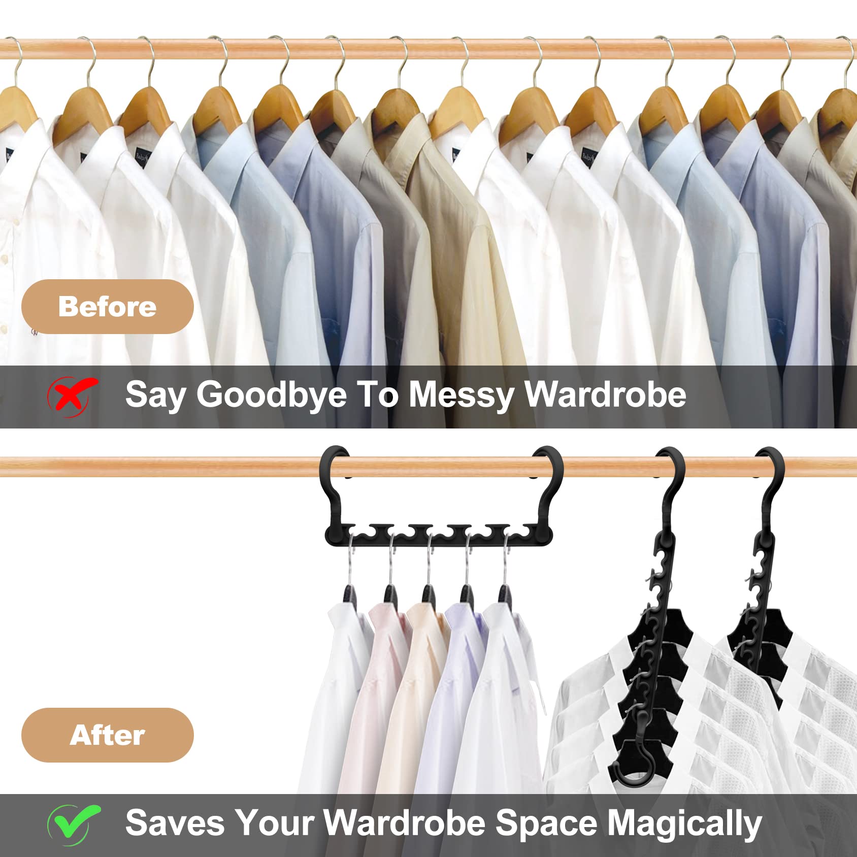 4 Pack Space Saving Plastic Clothes Hangers with 5 Holes - Perfect for College Dorm Room Essentials & Closet Organizers for Girls - Ideal for Small Spaces, Wardrobe Storage, and Travel Use