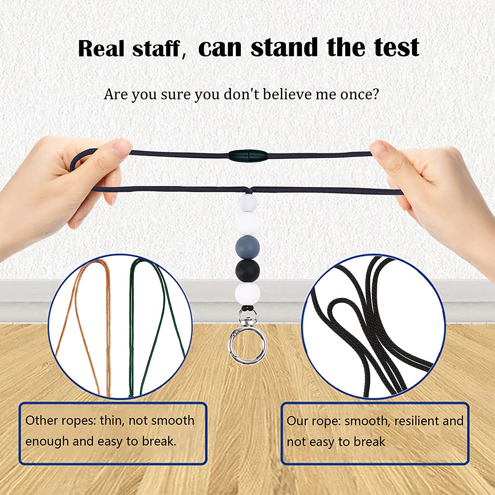 POPLOPP 2-Pack Cute Silicone Beaded Teacher Lanyards for ID Badges & Keys - Adjustable Neck Strap for Women, Nurses, Employees & Students - Perfect for School, Hospital, Office & Work Security
