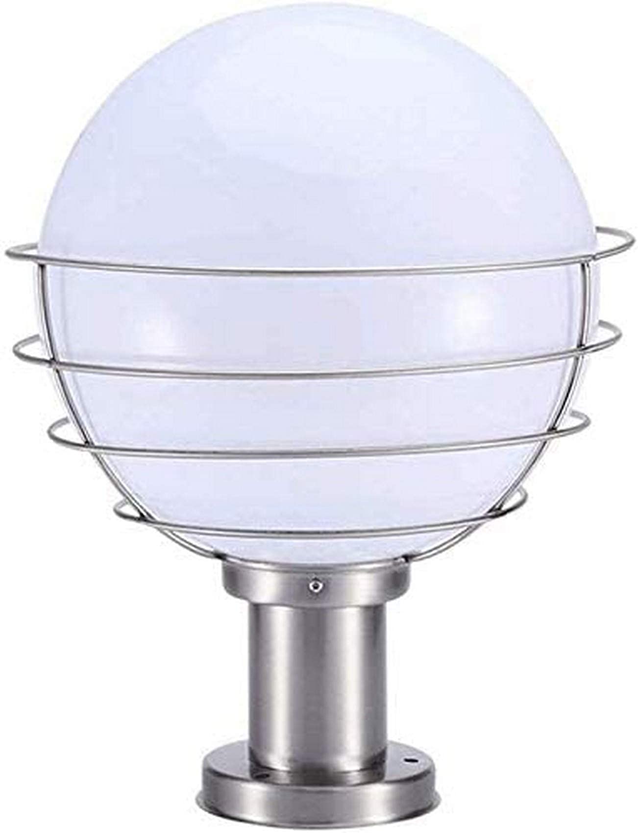Outdoor LED Column Light with Transparent Round Ball Lampshade - IP55 Waterproof Stainless Steel Garden Lighting for Patio, Pathway, and Landscape Decoration (E27 Socket)