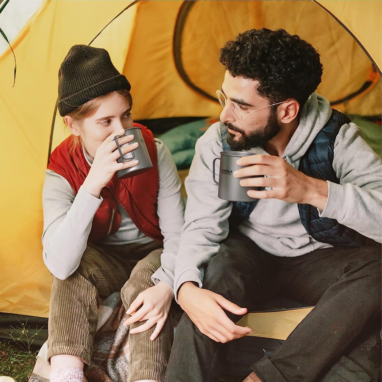 Lixada Titanium Camping Pot - Lightweight Backpacking Cookware with Foldable Handles, Durable Titanium Cup for Outdoor Adventures, Hiking & Camping - Perfect for Backpacking, Camp Cooking & Wilderness Survival