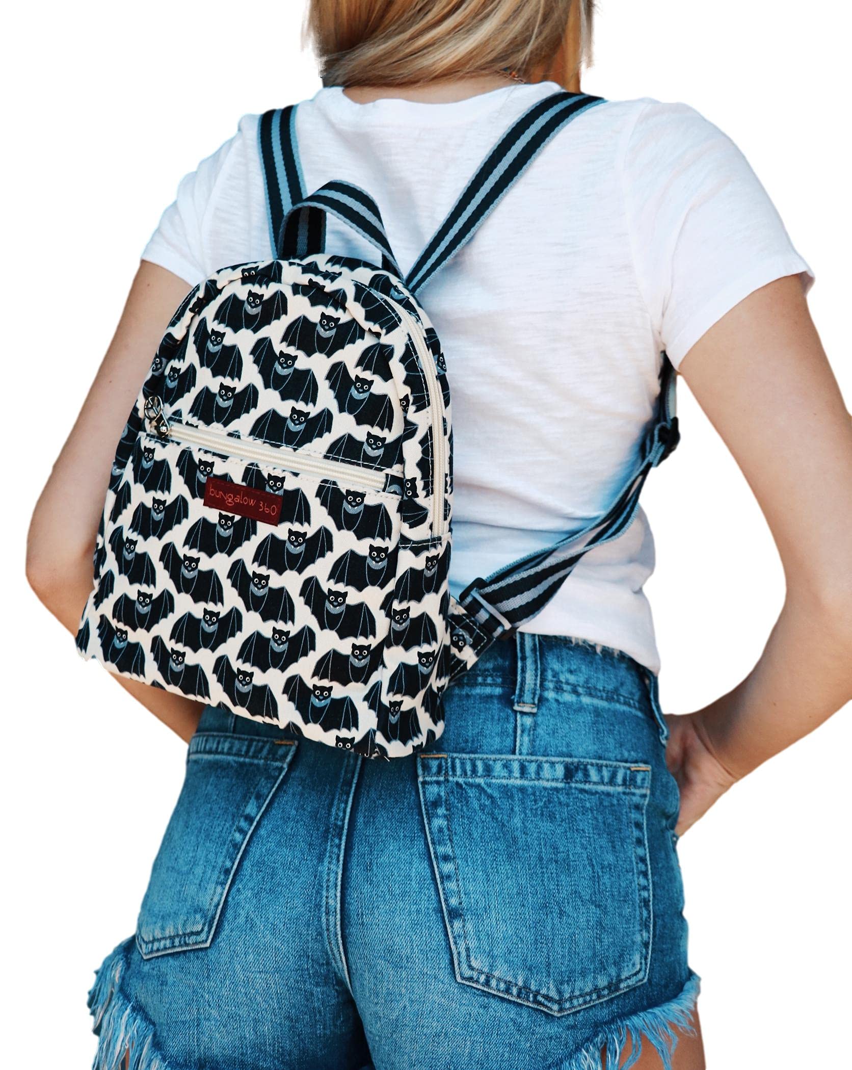 Bungalow 360 Mini Backpack for Adults - Small BAT Design Lightweight Compact Daypack for Hiking, Travel & Everyday Use