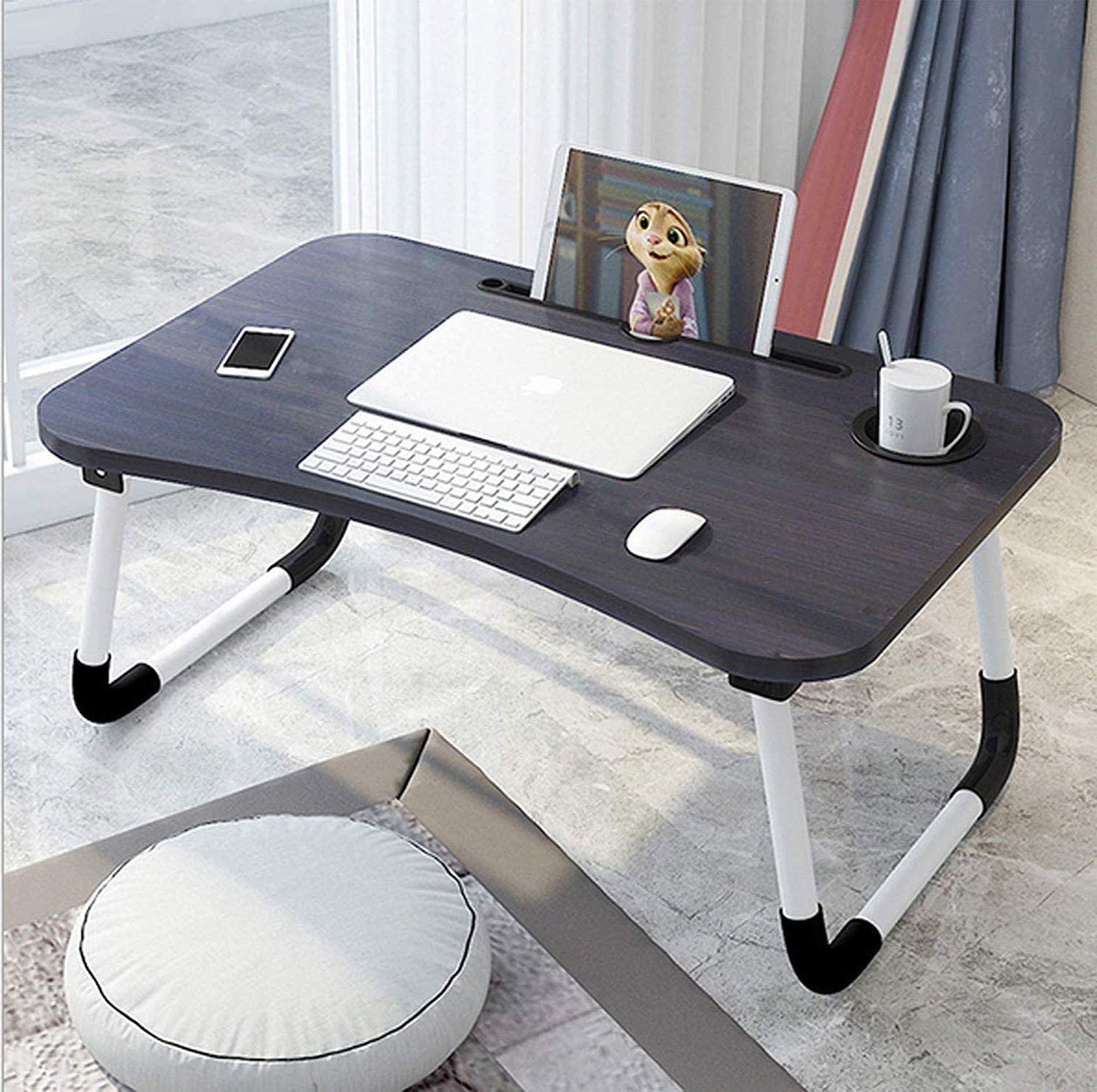 Foldable Laptop Table Stand with Adjustable Legs - Portable Bed Tray Desk for Notebook, Breakfast, Reading & Watching Movies - Perfect for Bed, Couch, Sofa & Home Office Use