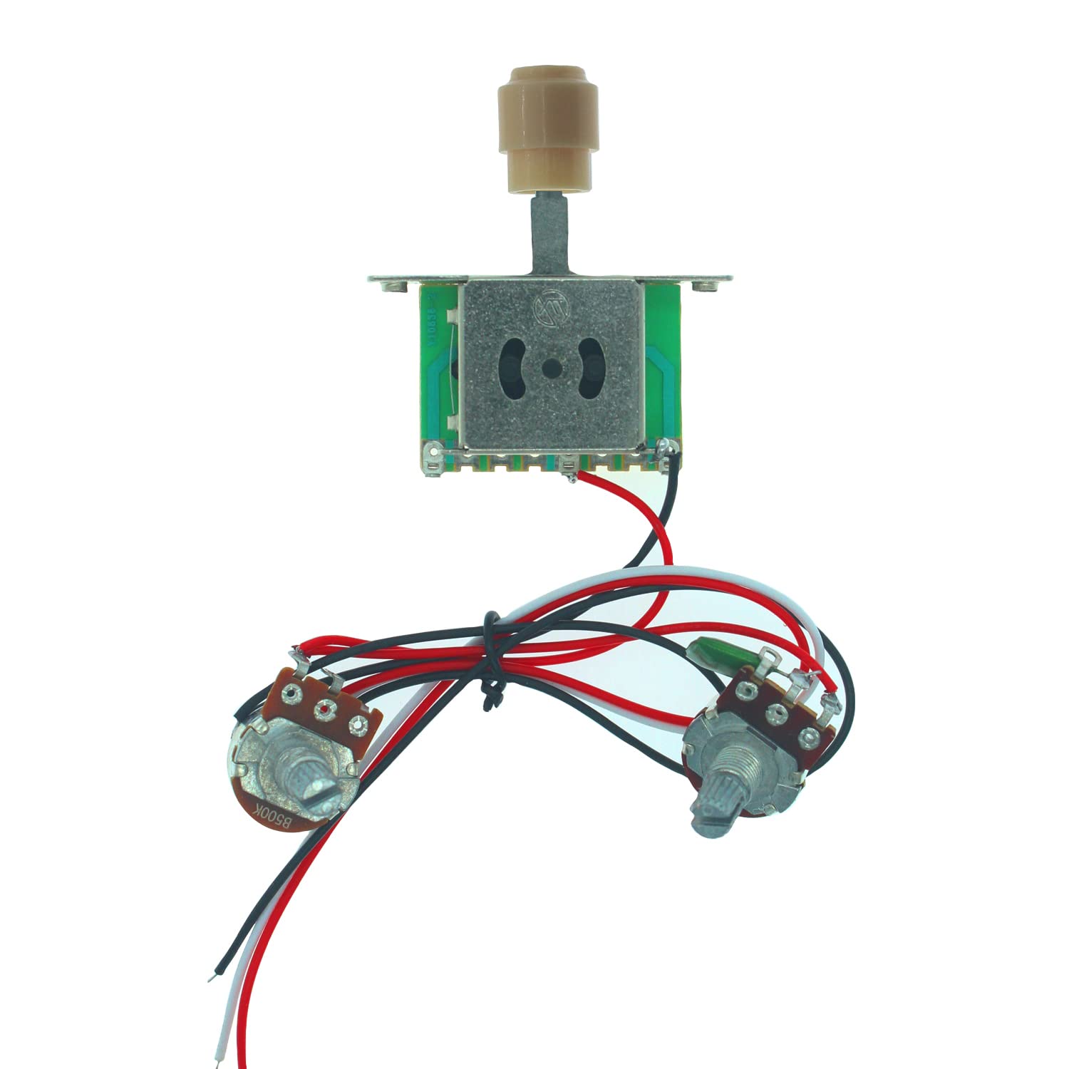Premium Electric Guitar Wiring Harness Kit - 1 Volume, 1 Tone, 3-Way Toggle Switch with 500K Pots for Les Paul/SG Style Guitars (Yellow) - Perfect for DIY Guitar Repair, Upgrades & Custom Builds
