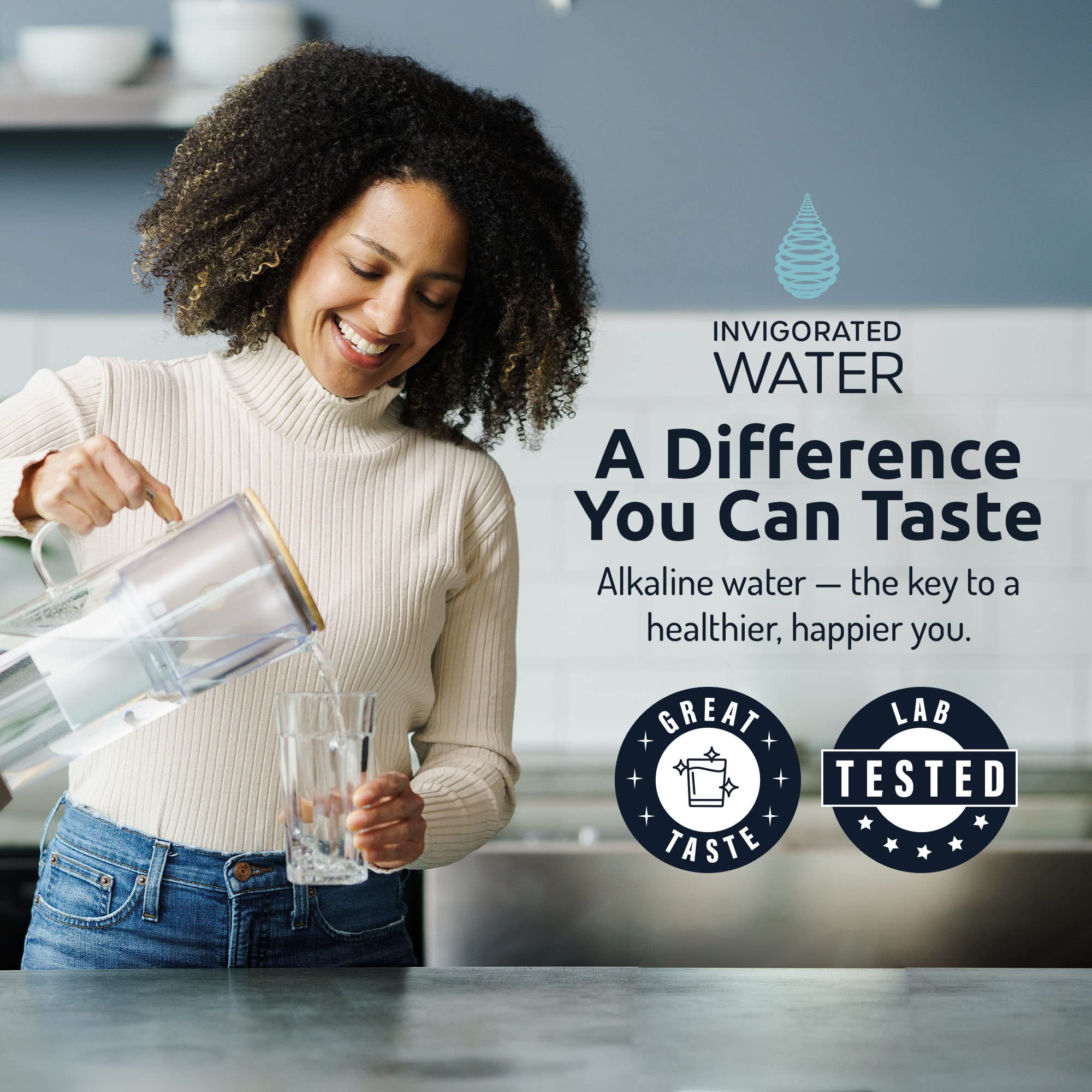 **pH Restore Alkaline Water Pitcher with 580ml Glass Filter Bottle - Hydrate & Balance Water pH - Perfect for Home, Office & Travel**