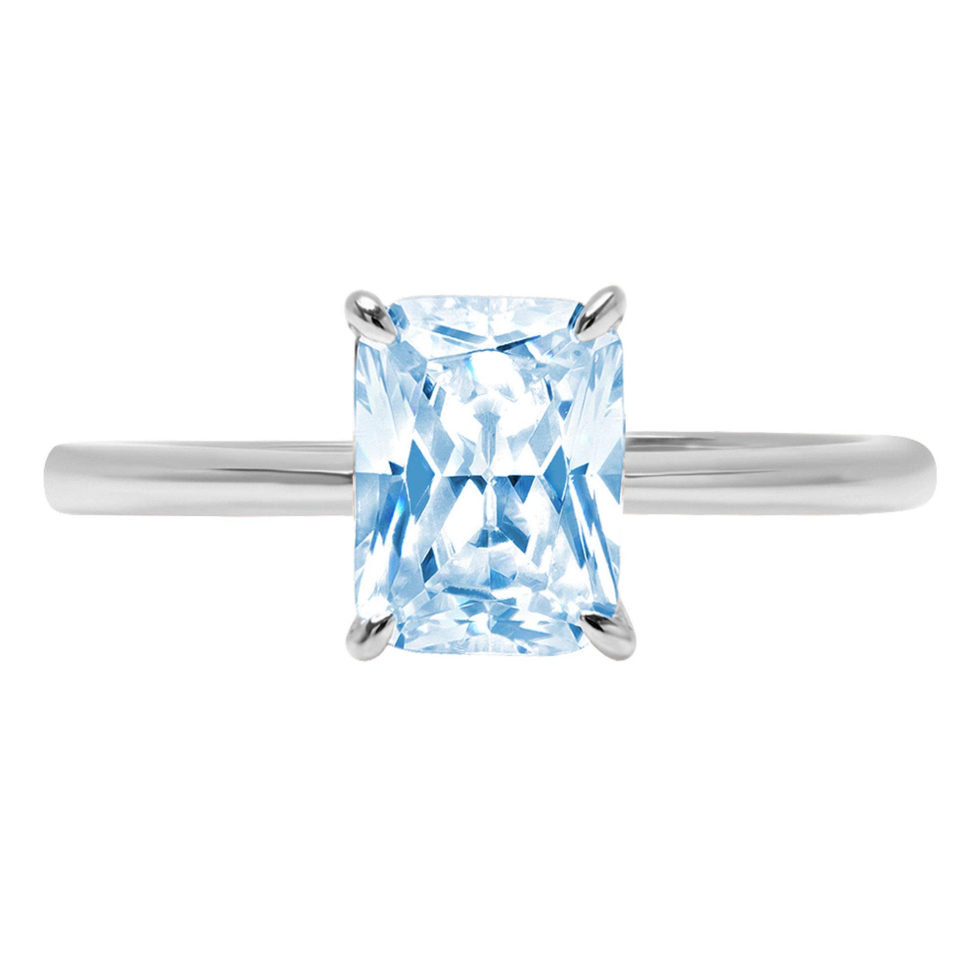 2.5ct Natural Sky Blue Topaz Solitaire Ring - 18K White Gold Radiant Cut Engagement Wedding Bridal Promise Anniversary Jewelry for Women | Perfect for Proposals, Bridal Sets & Special Occasions