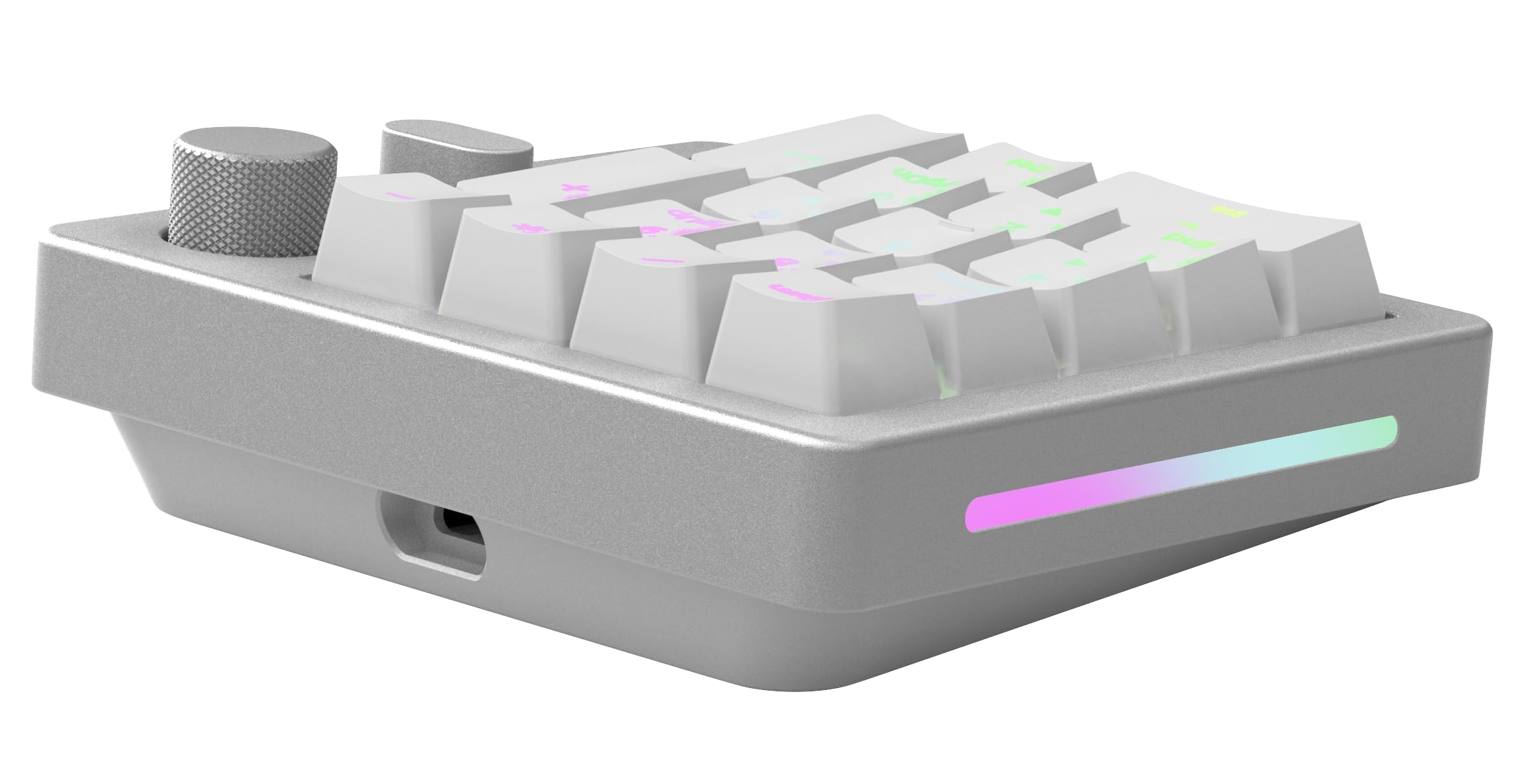 Glorious GMMK Macro Numpad - Wired & Wireless Bluetooth Mechanical Keypad, Premium Aluminum Frame, Customizable Knob & Slider, RGB Backlit, Linear Switches, 18 ABS Doubleshot Keycaps (Ice White) - Perfect for Gaming, Programming & Office Work
