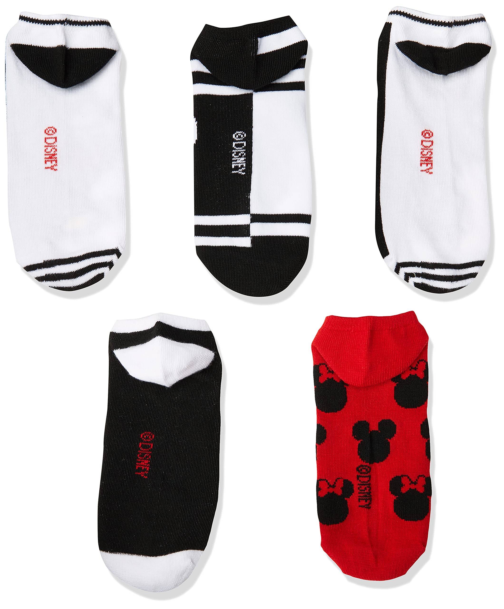 Disney Mickey Mouse No Show Socks 5-Pack for Women - Cute & Comfortable Low-Cut Socks for Casual Wear, Sneakers, and Everyday Outfits