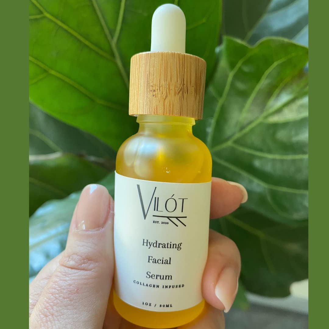 Vilot Anti-Aging Hydrating Facial Serum with Collagen - Brightening & Dark Spot Treatment for Dry Skin - Non-Comedogenic 1oz - Perfect for Night Routine & Daily Skincare Regimen