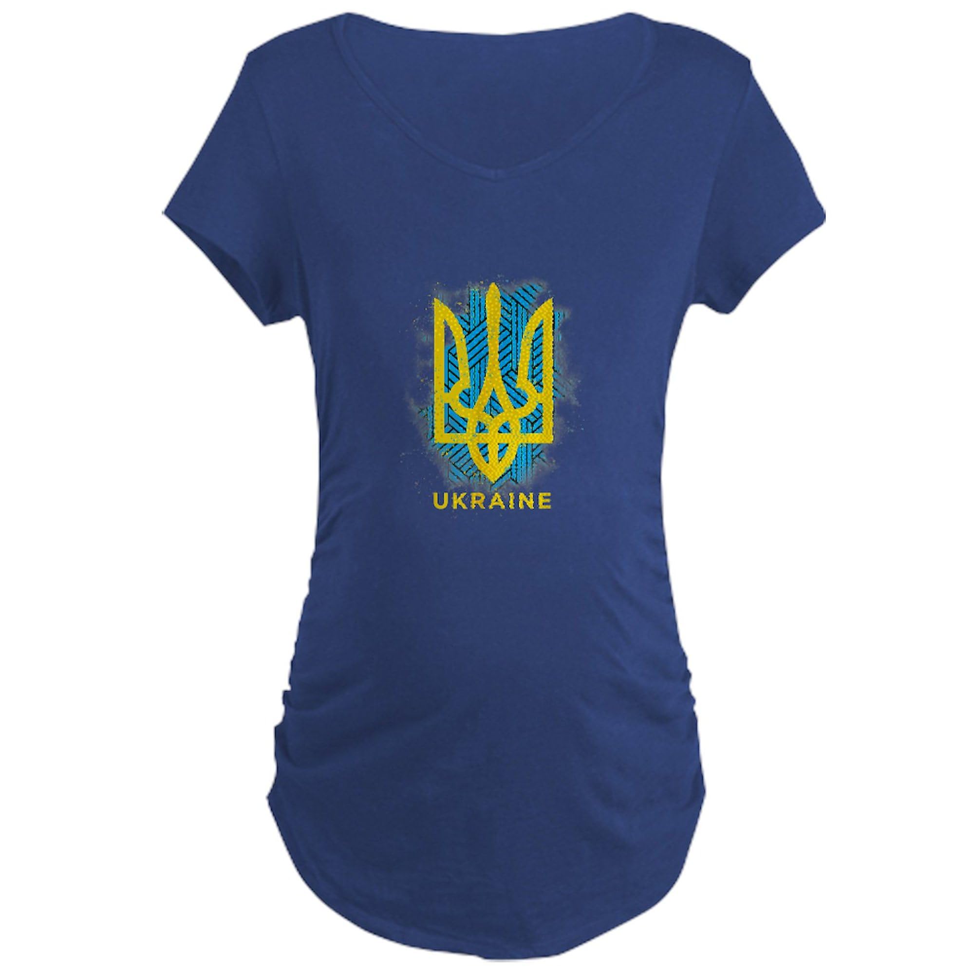 Ukraine Flag Maternity T-Shirt for Women - Love & Peace Design, Ruched Side Stretch Fit - Perfect for Pregnancy, Casual Wear & Showing Support